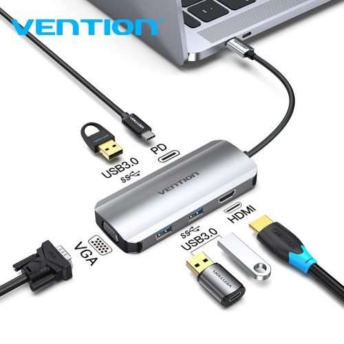 Vention USB-C MULTI-FUNCTIONAL 6 in 1 DOCKING STATION