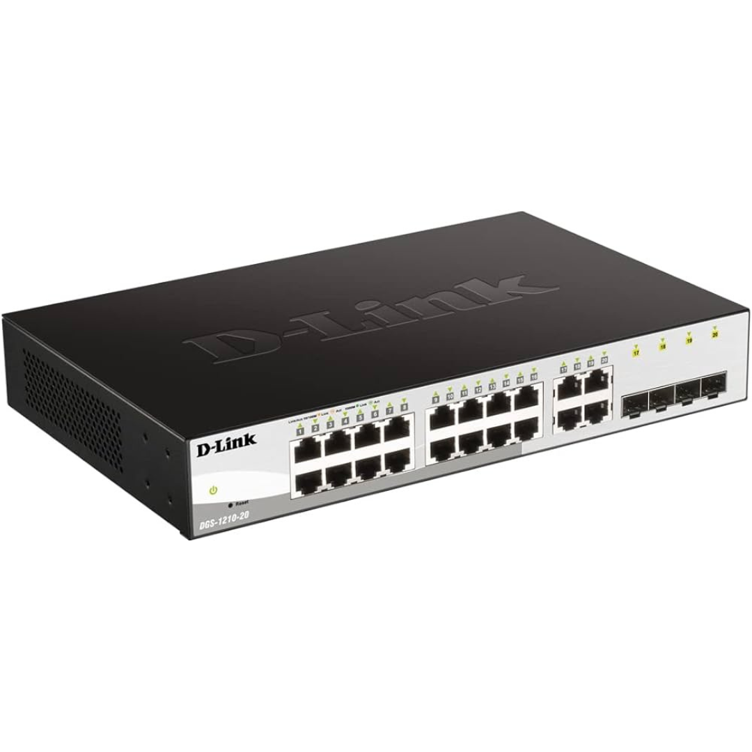 D-link 16 10/100/1000 Base-T ports +4 Smart Managed Gigabit Switch- DGS-1210-20