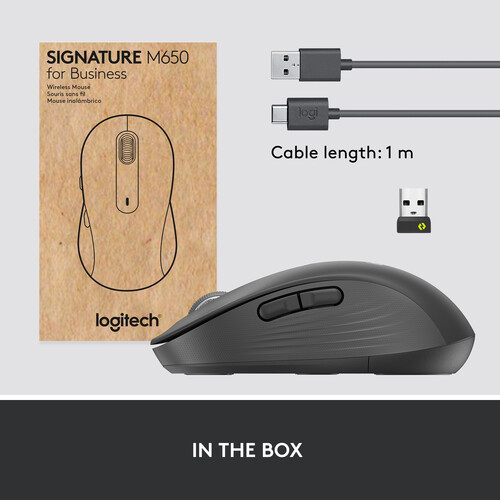 Logitech Signature M650 Wireless and Bluetooth Mouse - Graphite - 910-006253