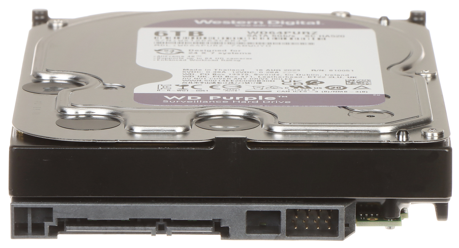 Western Digital 6TB WD Purple Surveillance Internal Hard Drive HDD - SATA 6 Gb/s, 256 MB Cache, 3.5" - WD64PURZ