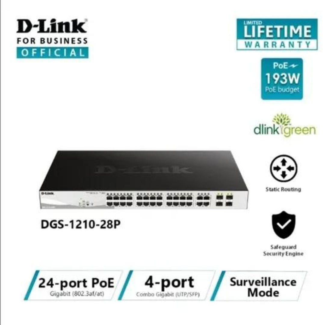 Dlink 28-Port Gigabit Smart Managed Switch Non-POE- DGS-1210-28
