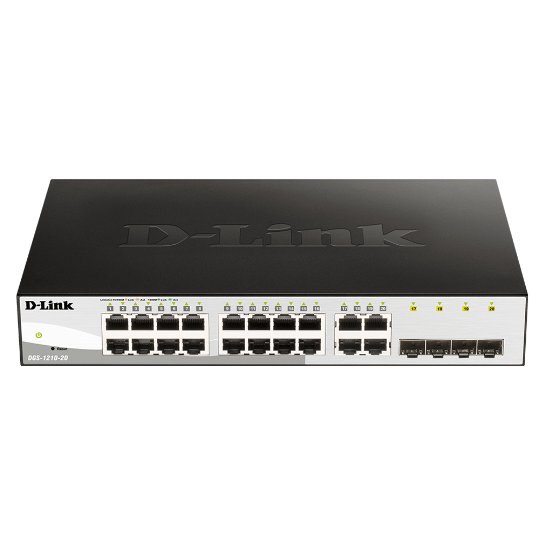 D-link 16 10/100/1000 Base-T ports +4 Smart Managed Gigabit Switch- DGS-1210-20