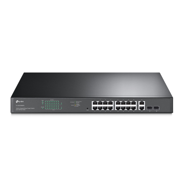 TP-Link 18-Port 10/100/1000Mbps Gigabit Easy Smart Switch with 16-Port PoE+ – TL-SG1218MPE