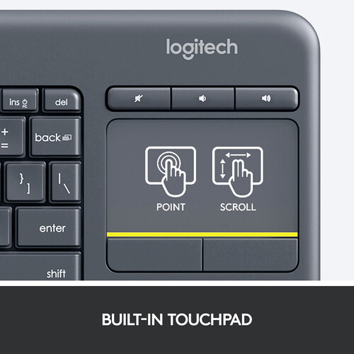 Logitech Wireless Touch Keyboard K400 Plus With Touchpad - Black - 920-007145