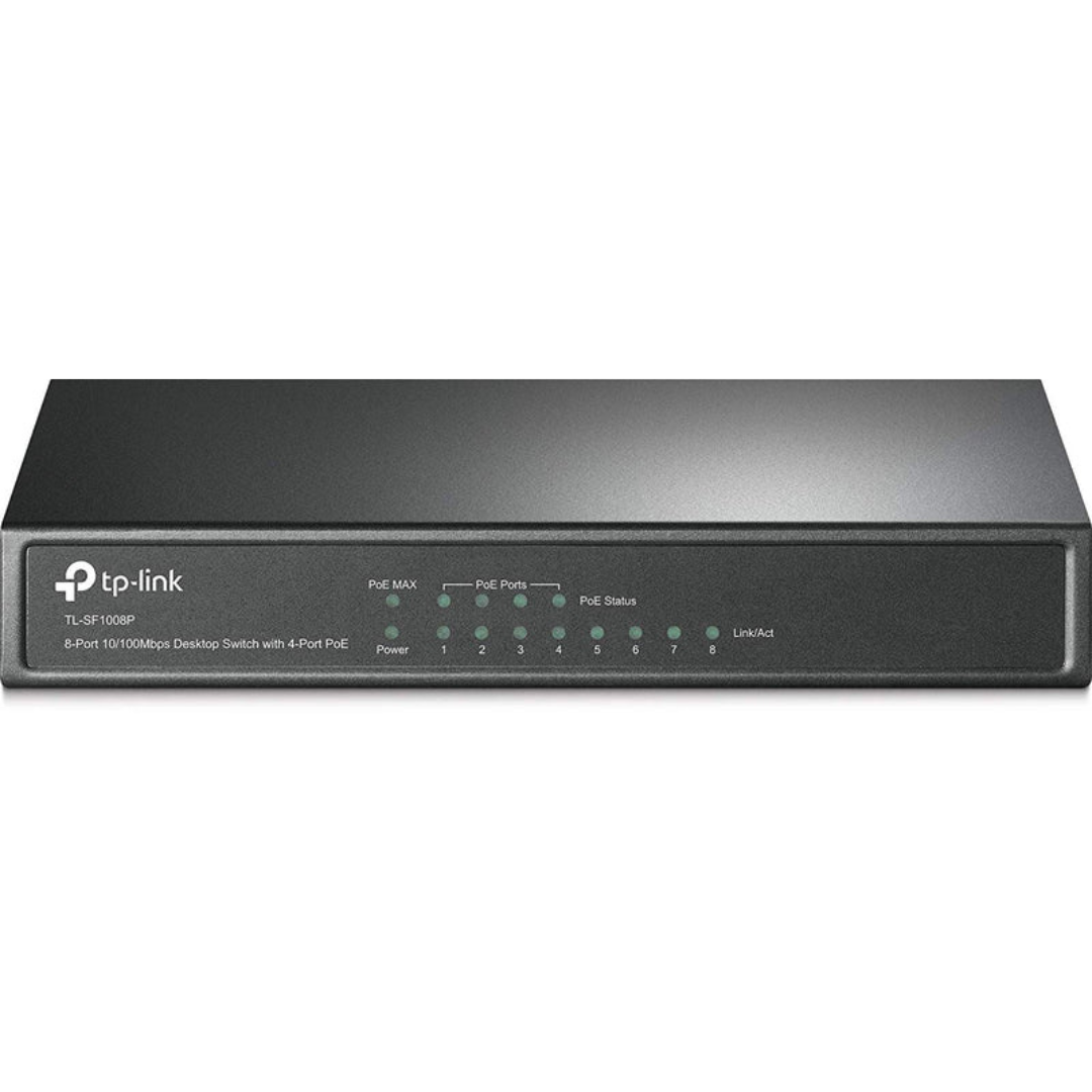 TP-Link 8-port 10/100Mbps Desktop PoE Switch, 4 PoE ports + 4 non PoE ports, 57W PoE Budget TL-SF1008P