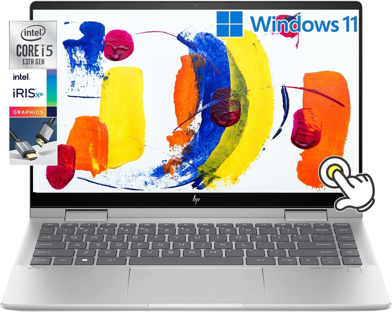 HP Envy x360 2-in-1 14" FHD IPS Touchscreen Laptop Intel Core i5-1335U(Beats i7-1260U) Backlit KB Fingerprint Reader, Windows 11 | Natural Silver (8GB RAM | 512GB SSD)