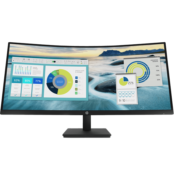 HP P34hc G4 WQHD USB-C Curved Monitor, Connectivity: 1 SuperSpeed USB Type-C 5Gbps, 1 HDMI 2.0, 1 DisplayPort 1.2, Security Cable Slot - 21Y56AS