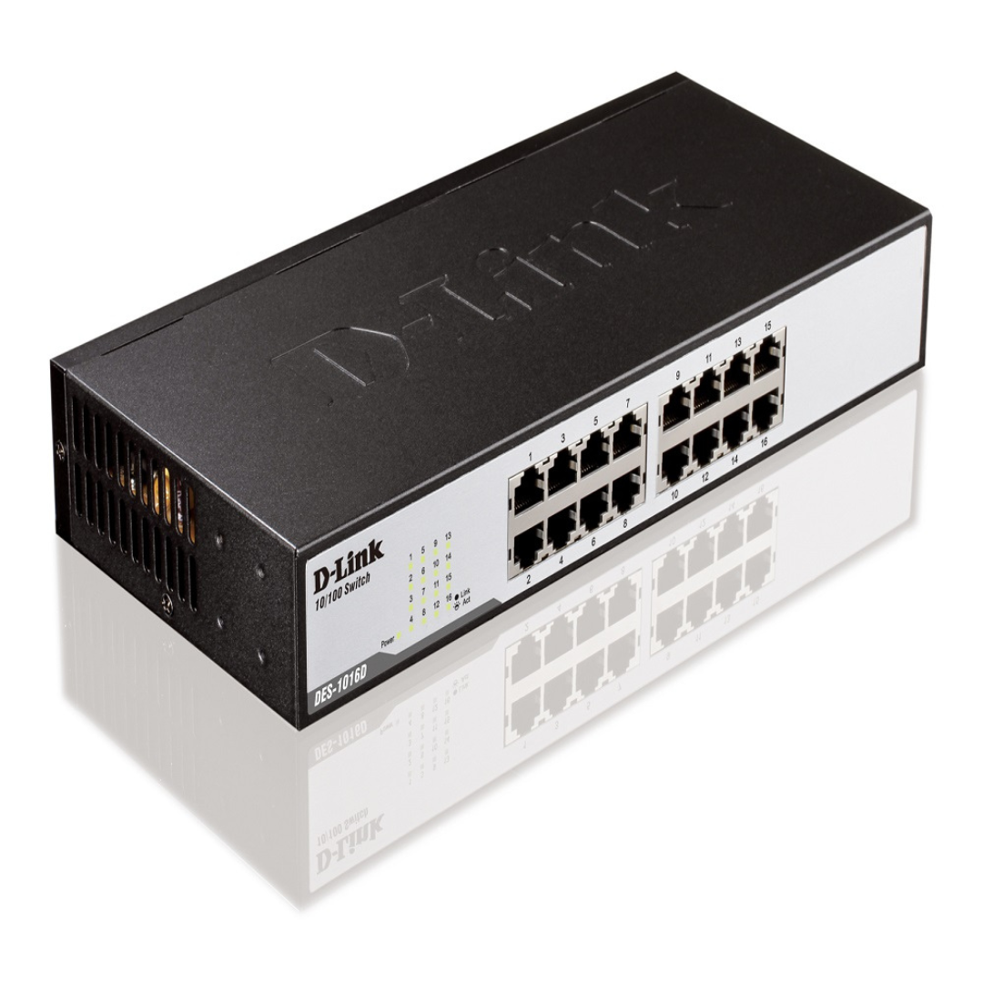 Dlink 10/100M 16-Port Fast Ethernet Unmanaged Desktop Switch DES-1016D- DES-1016D/B