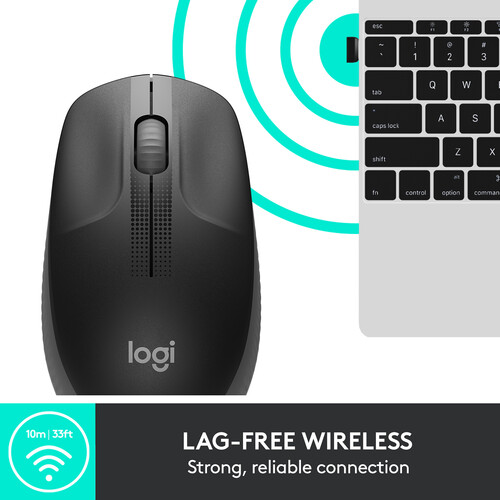 Logitech M190 Full-Size Wireless Mouse Grey