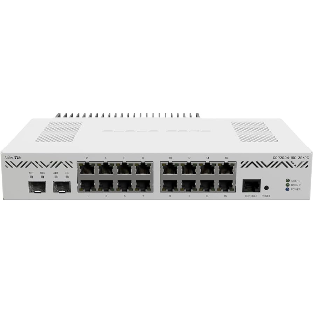 Mikrotik CCR2004-16G-2S+PC Ethernet Router 16x Gigabit Ethernet Ports 2x10G SFP+