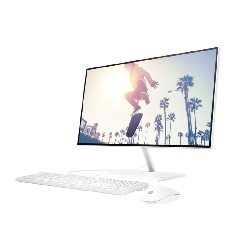 HP AIO 24-CB1009NH  - Intel Core i7-1255U, 8GB RAM DDR4-3200 (1x8), 1TB SSD 23.8" FHD, DOS, White, HP 225 wired keyboard and mouse combo, 720P HD camera - 6M801EA