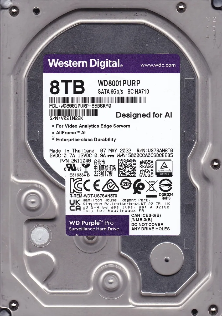 WD Purple Pro Surveillance Hard Drive 8TB – WD8001PURP