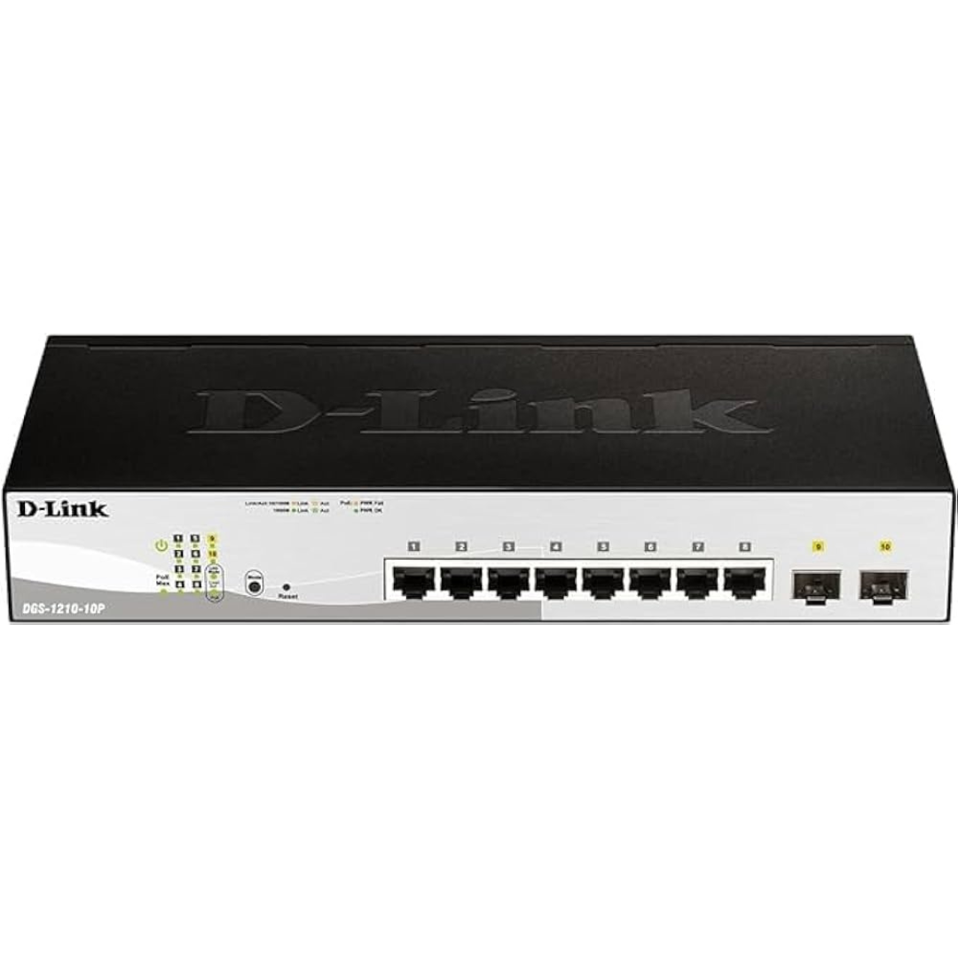D-Link DGS-1210-10P 8-ports 10/100/1000Base-T PoE + 2 SFP ports Smart Switch- DGS-1210-10P